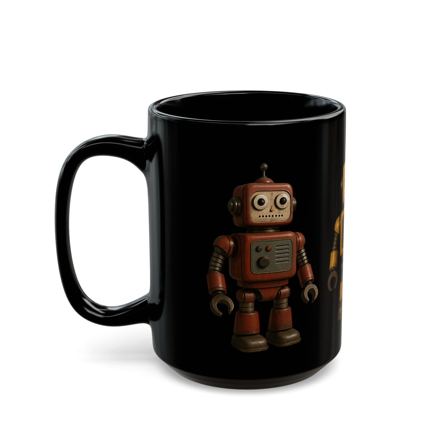 Robot-Themed Black Mug