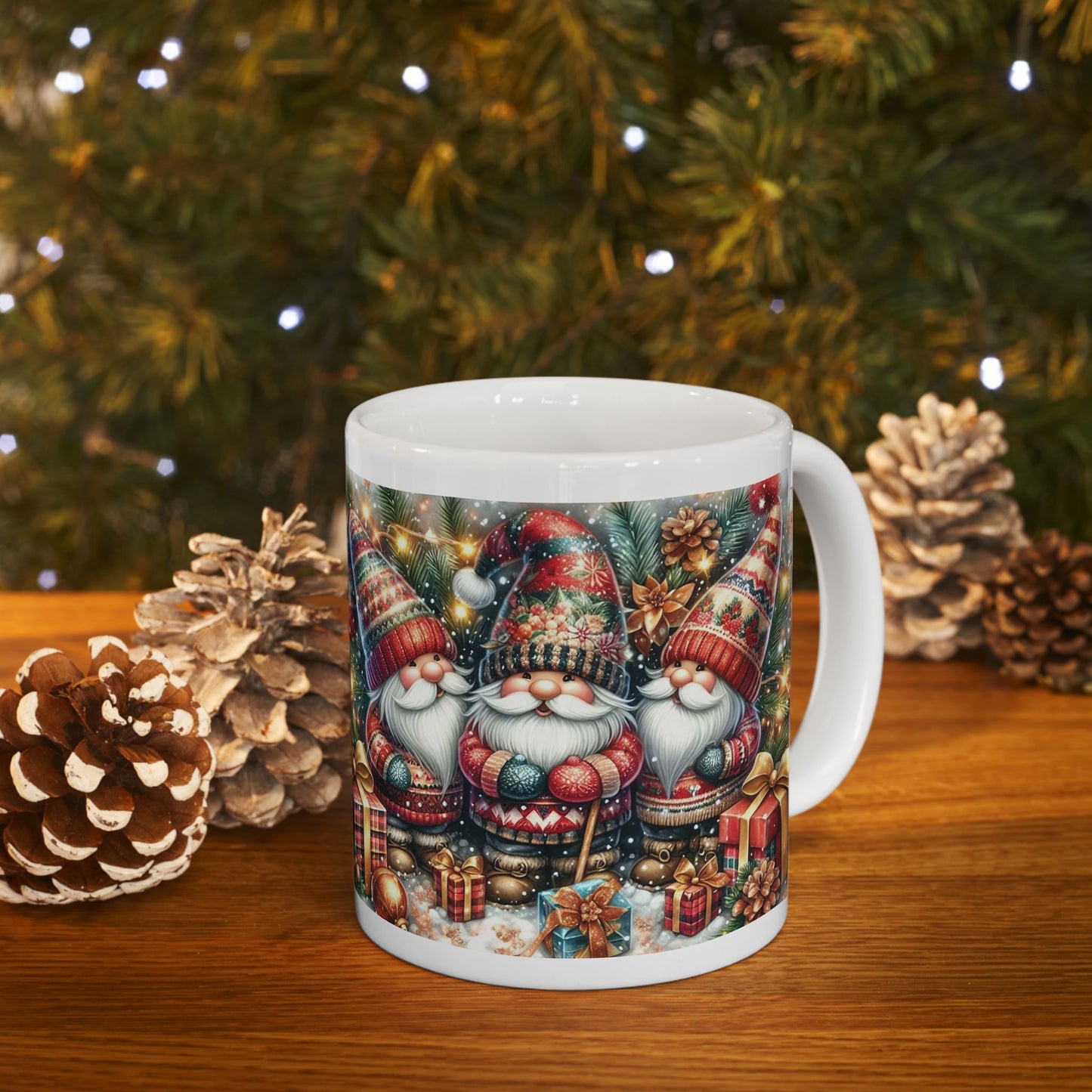 Festive Santa Gnome Ceramic Mug