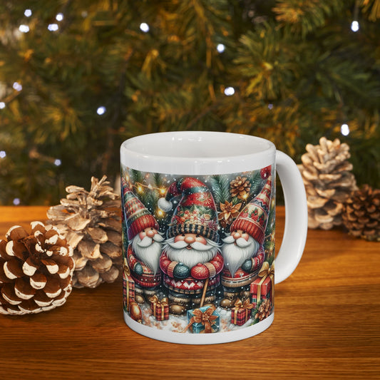 Festive Santa Gnome Ceramic Mug