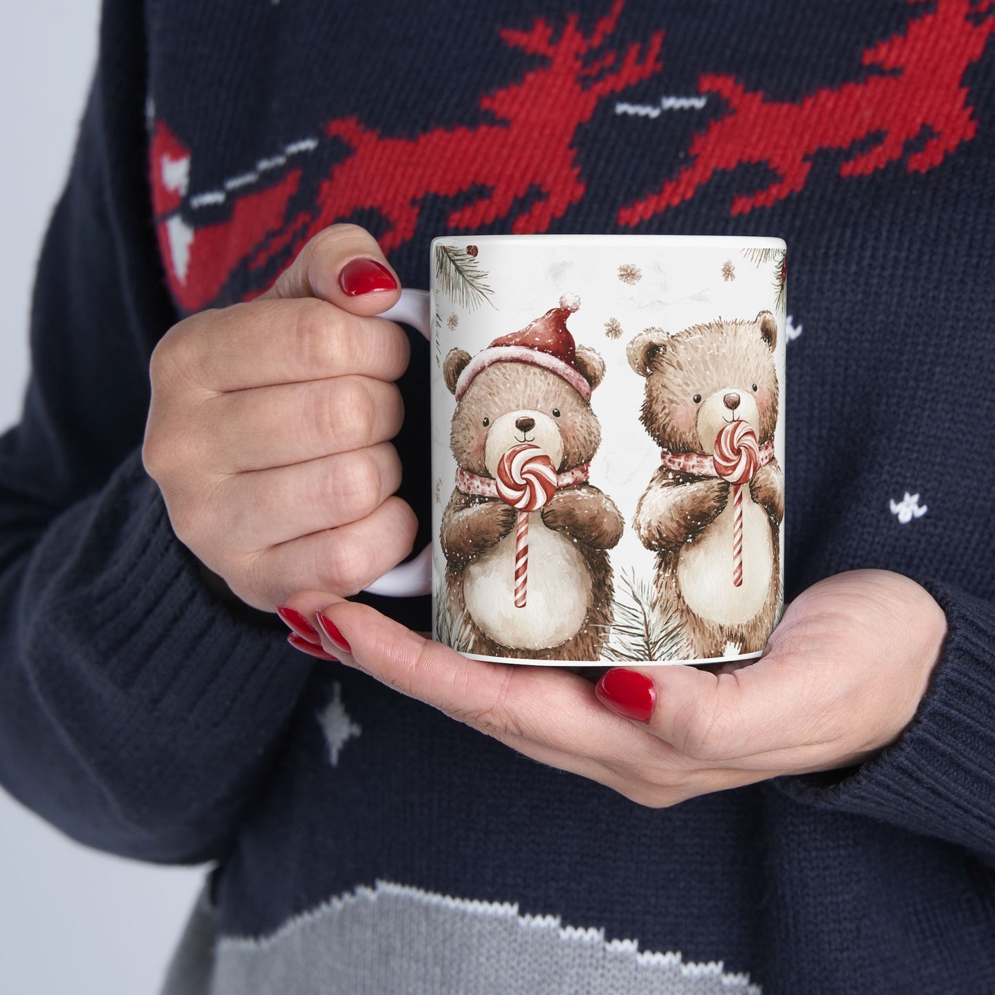 Cozy Christmas Bear Ceramic Mug
