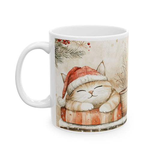 Cozy Winter Cat Ceramic Mug