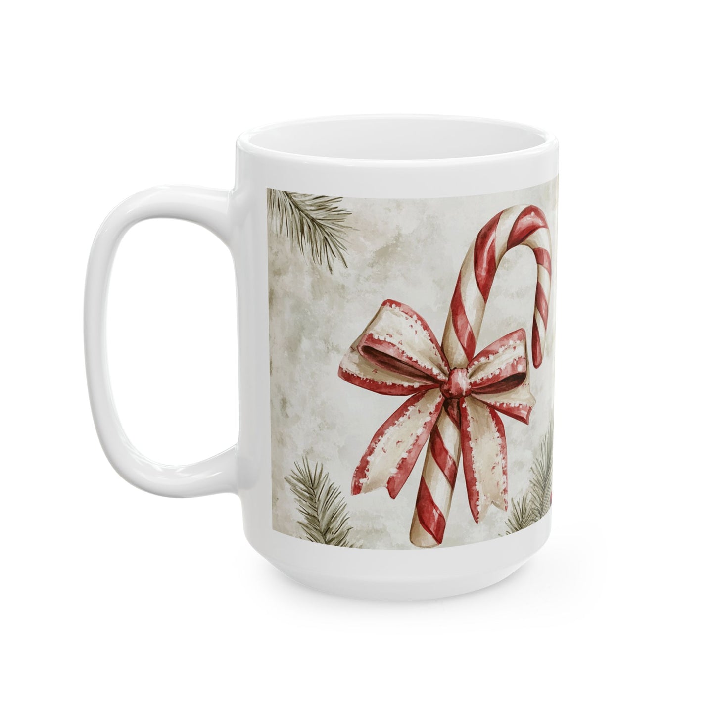 Holiday Candy Cane Ceramic Mug