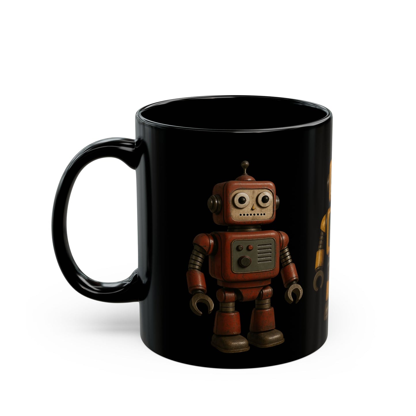 Robot-Themed Black Mug