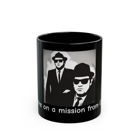 Blues Brothers Mission Mug - Coffee Mug, Gift for Fans, Funny Drinkware, Movie Merchandise, Unique Black Ceramic Cup