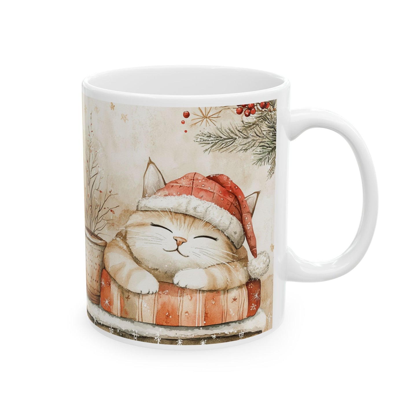 Cozy Winter Cat Ceramic Mug