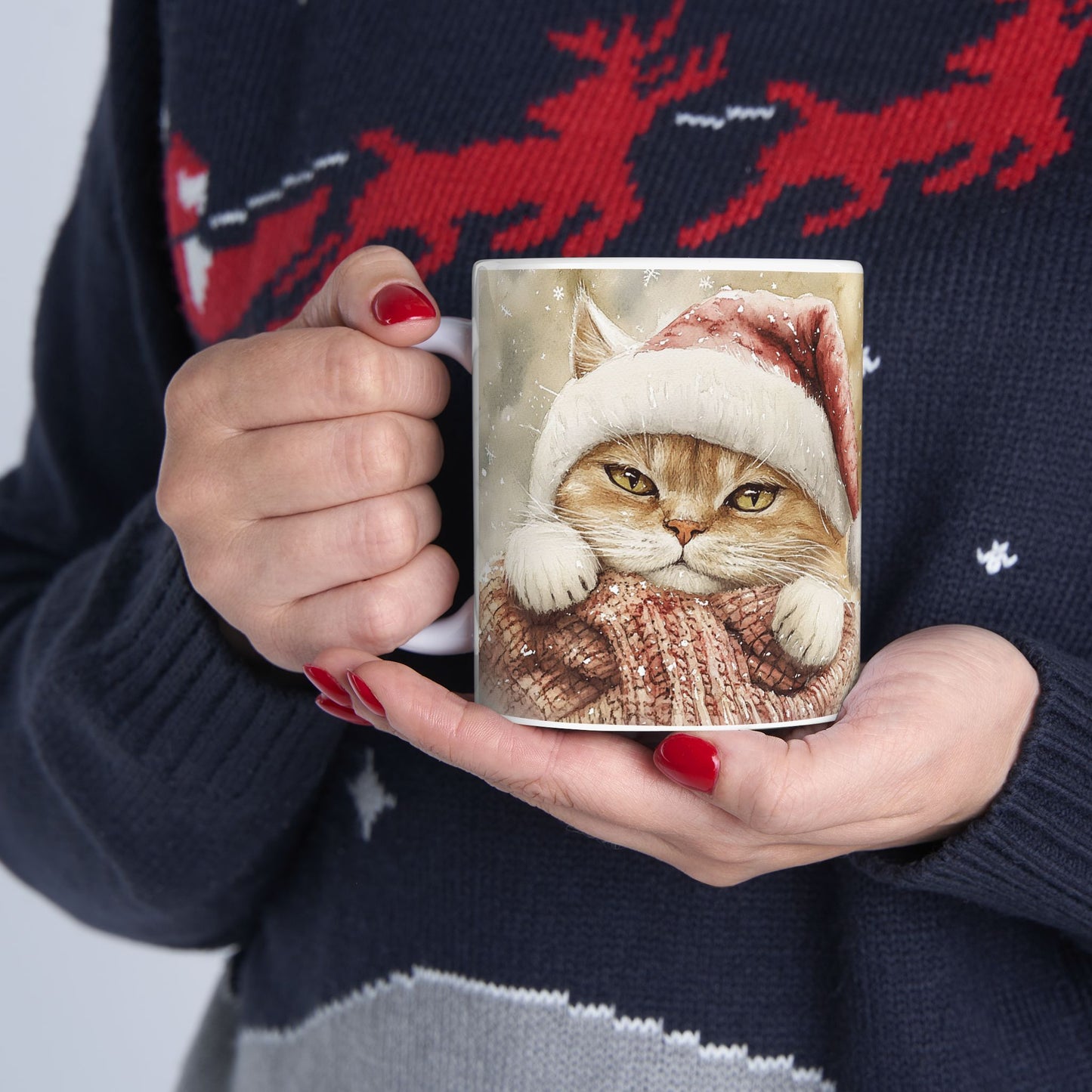 Festive Christmas Cat Mug
