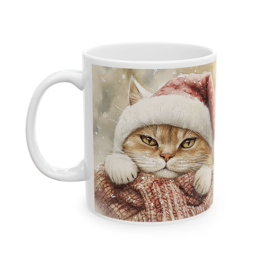 Festive Christmas Cat Mug