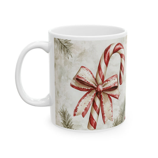 Holiday Candy Cane Ceramic Mug