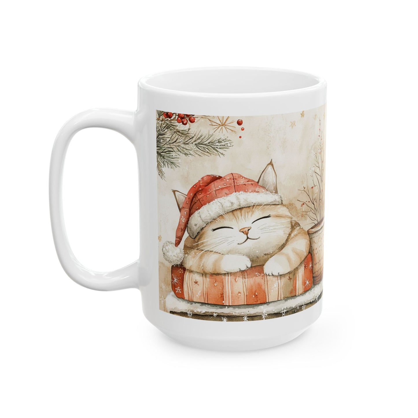 Cozy Winter Cat Ceramic Mug