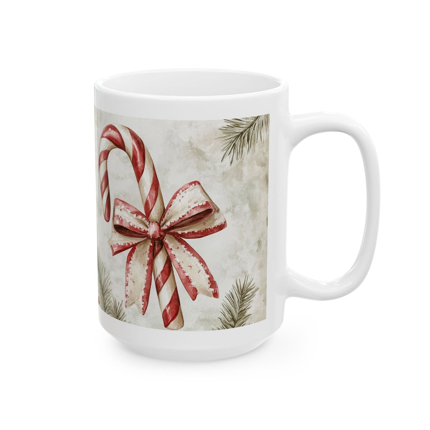 Holiday Candy Cane Ceramic Mug