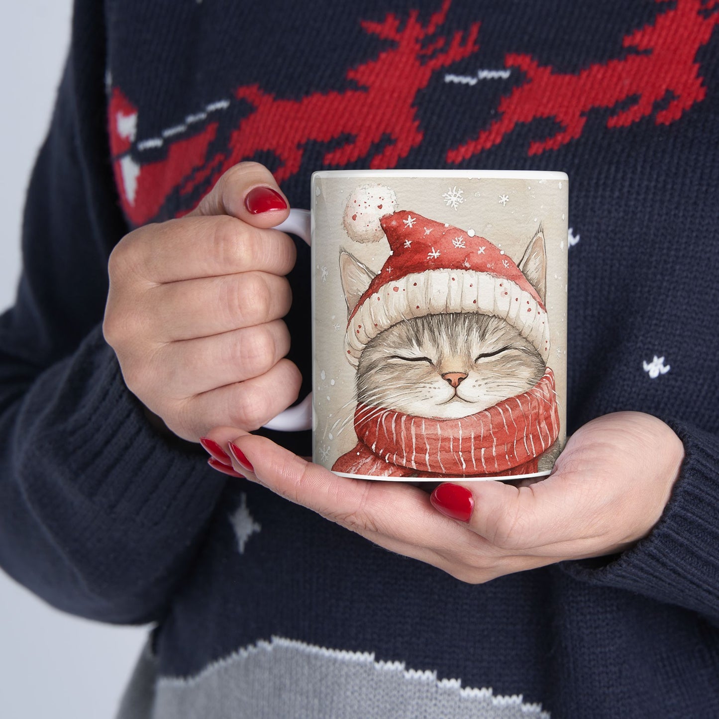 Cozy Christmas Cat Mug