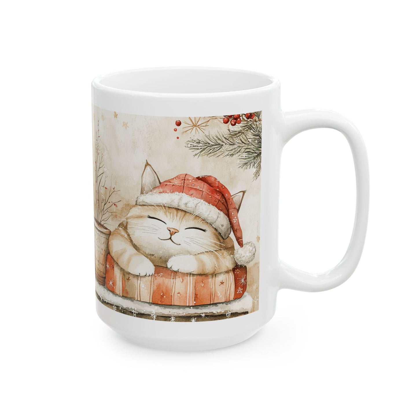 Cozy Winter Cat Ceramic Mug