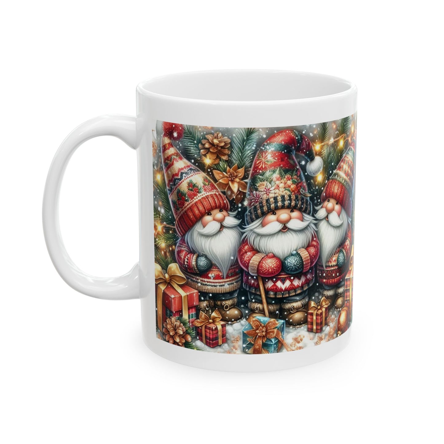 Festive Santa Gnome Ceramic Mug