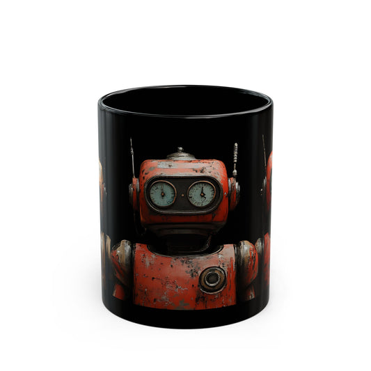 Robot-Themed Black Mug