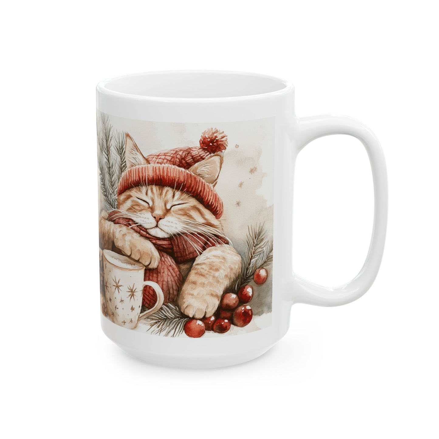 Cozy Christmas Cat Ceramic Mug