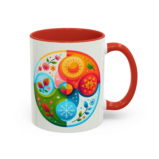 Seasonal Accent Coffee Mug - Colorful Floral Design, Perfect Gift for Nature Lovers, Home Decor, All Occasions, Cute Drinkware, Unique
