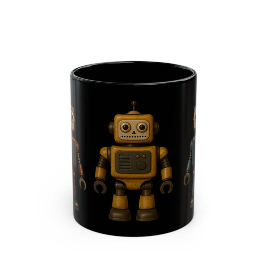 Robot-Themed Black Mug